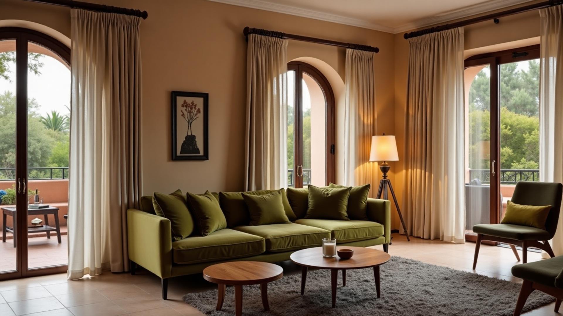 Salon lumineux d'une suite à Marrakech